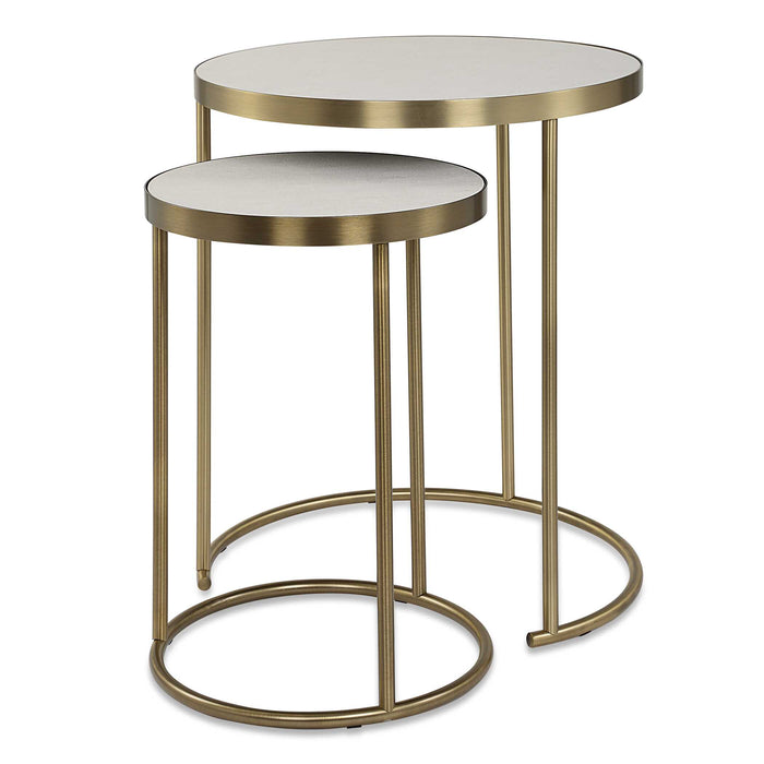Aragon Nesting Tables Set/2 Brass-Furniture-Uttermost-Lighting Design Store