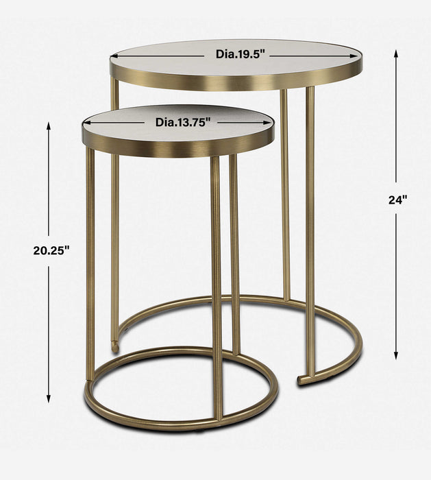 Aragon Nesting Tables Set/2 Brass-Furniture-Uttermost-Lighting Design Store