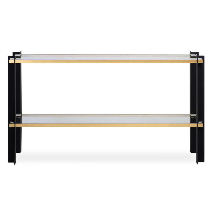 Cunene Console Table Matte Black And Gold Leaf-Furniture-Uttermost-Lighting Design Store