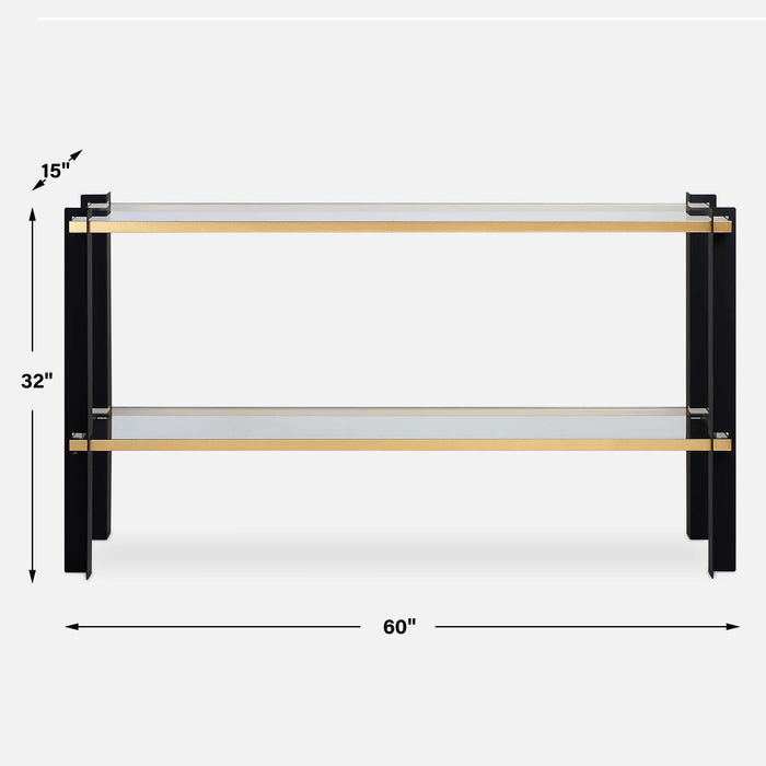 Cunene Console Table Matte Black And Gold Leaf-Furniture-Uttermost-Lighting Design Store