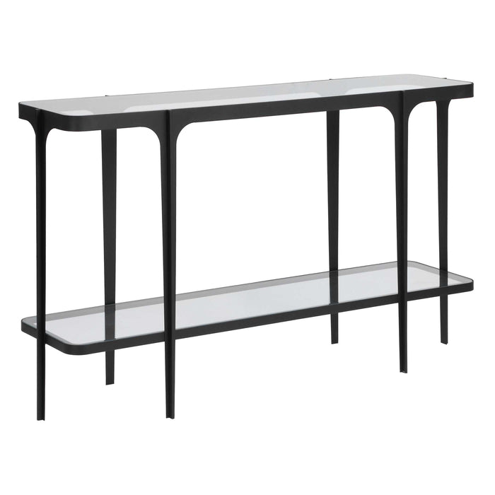 Atchison Console Table Satin Black Iron-Furniture-Uttermost-Lighting Design Store