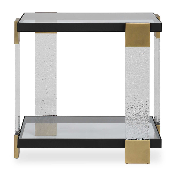 Bendena Side Table Satin Black-Furniture-Uttermost-Lighting Design Store