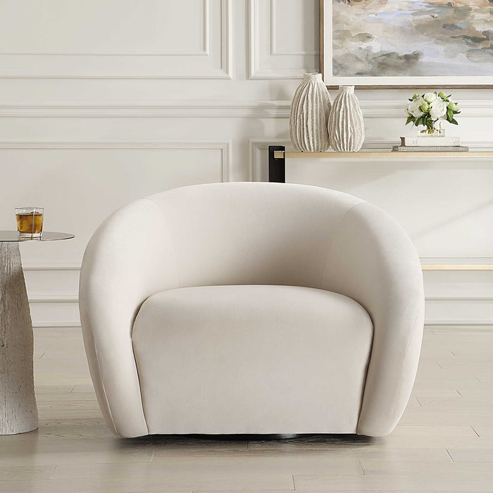 DeSoto Swivel Chair Cream-Furniture-Uttermost-Lighting Design Store