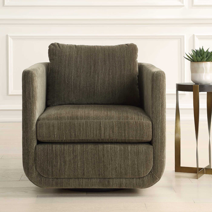Abound Swivel Chair Textured Chenille In Herb-Furniture-Uttermost-Lighting Design Store