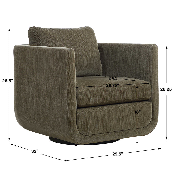 Abound Swivel Chair Textured Chenille In Herb-Furniture-Uttermost-Lighting Design Store