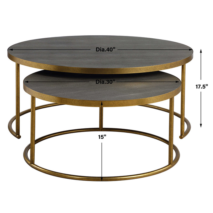 Aragon Nesting Coffee Tables Set/2 Antique Burnished Brass-Furniture-Uttermost-Lighting Design Store