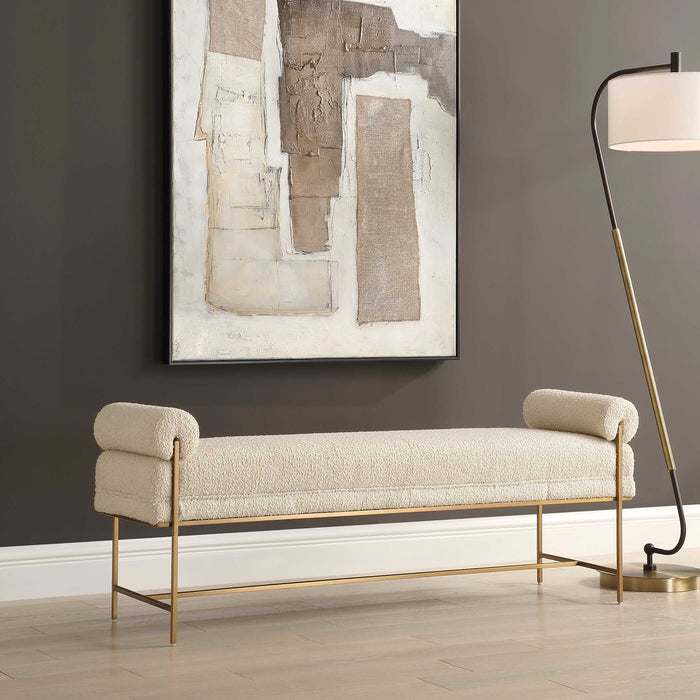 Bolster Bench Brushed Brass-Furniture-Uttermost-Lighting Design Store