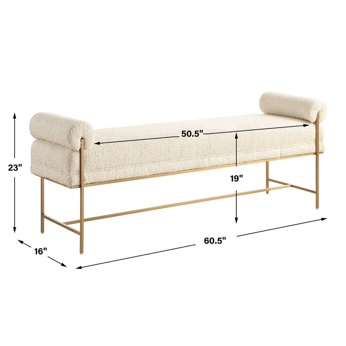 Bolster Bench Brushed Brass-Furniture-Uttermost-Lighting Design Store