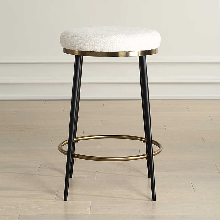 Ensemble Counter Stool Matte Black And Brushed Brass-Furniture-Uttermost-Lighting Design Store