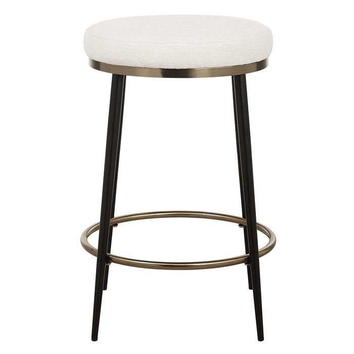 Ensemble Counter Stool Matte Black And Brushed Brass-Furniture-Uttermost-Lighting Design Store