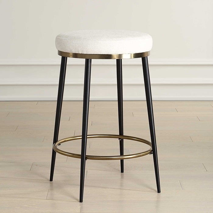 Ensemble Counter Stool Matte Black And Brushed Brass-Furniture-Uttermost-Lighting Design Store