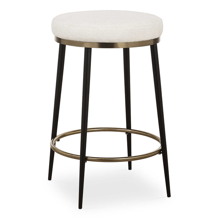 Ensemble Counter Stool Matte Black And Brushed Brass-Furniture-Uttermost-Lighting Design Store