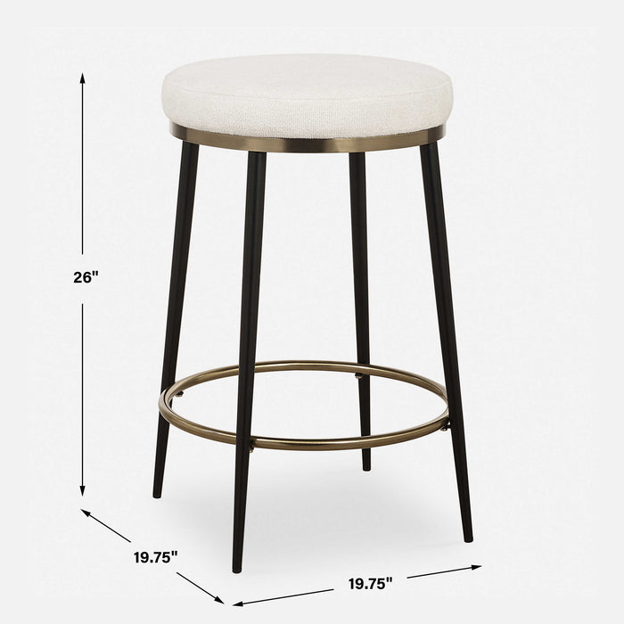 Ensemble Counter Stool Matte Black And Brushed Brass-Furniture-Uttermost-Lighting Design Store