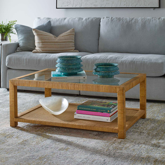 Kensing Coffee Table Natural Rattan-Furniture-Uttermost-Lighting Design Store