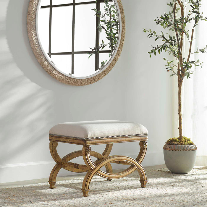 Karline Bench Antiqued Almond-Furniture-Uttermost-Lighting Design Store