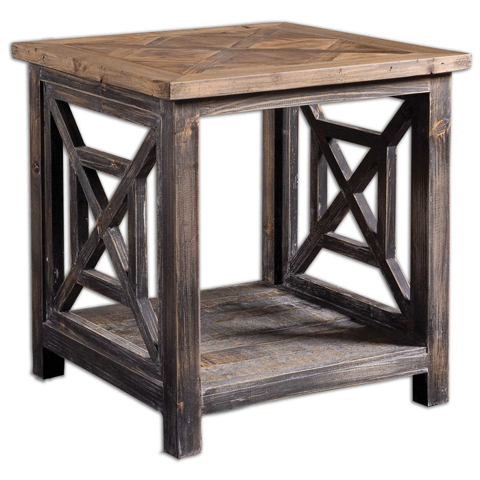 Spiro End Table Brushed Black-Furniture-Uttermost-Lighting Design Store