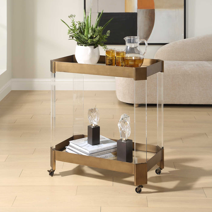 Giselle Bar Cart Bronze-Furniture-Uttermost-Lighting Design Store