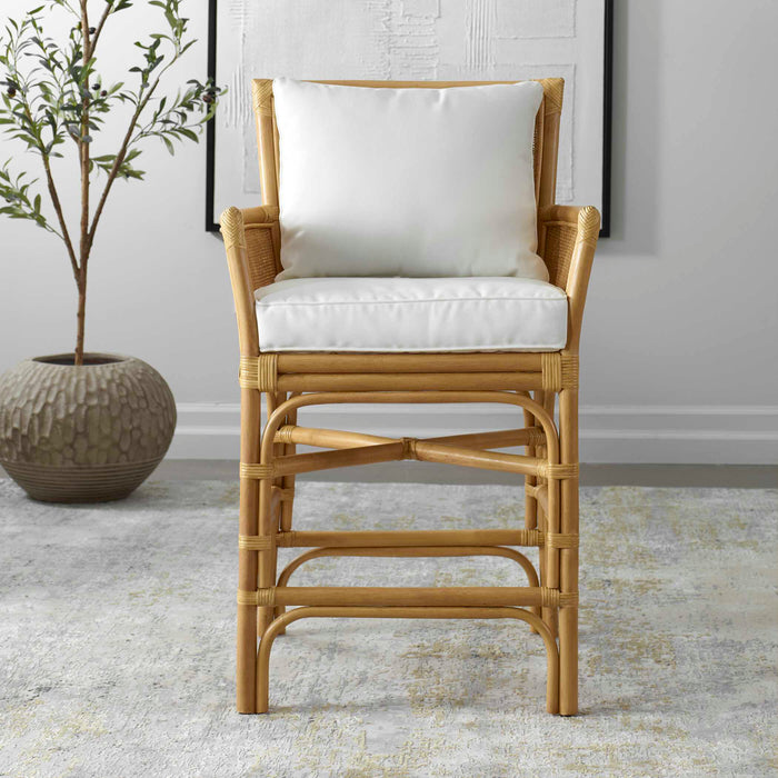 Pacific Counter Stool Natural Woven Rattan-Furniture-Uttermost-Lighting Design Store