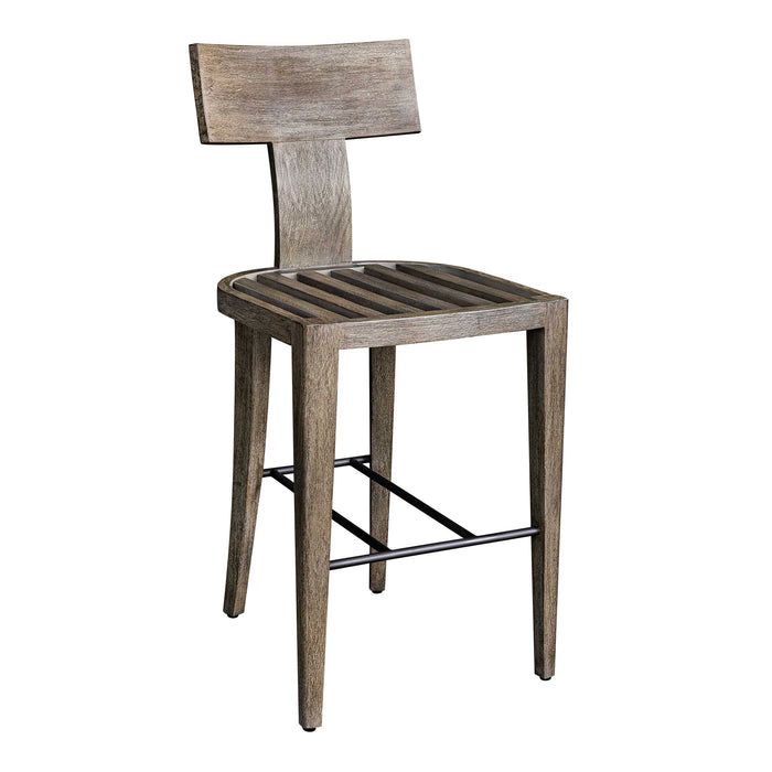 Cellini Bar Stool Weathered Gray-Furniture-Uttermost-Lighting Design Store