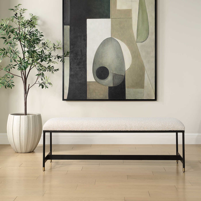 Halston Bench Matte Black-Furniture-Uttermost-Lighting Design Store