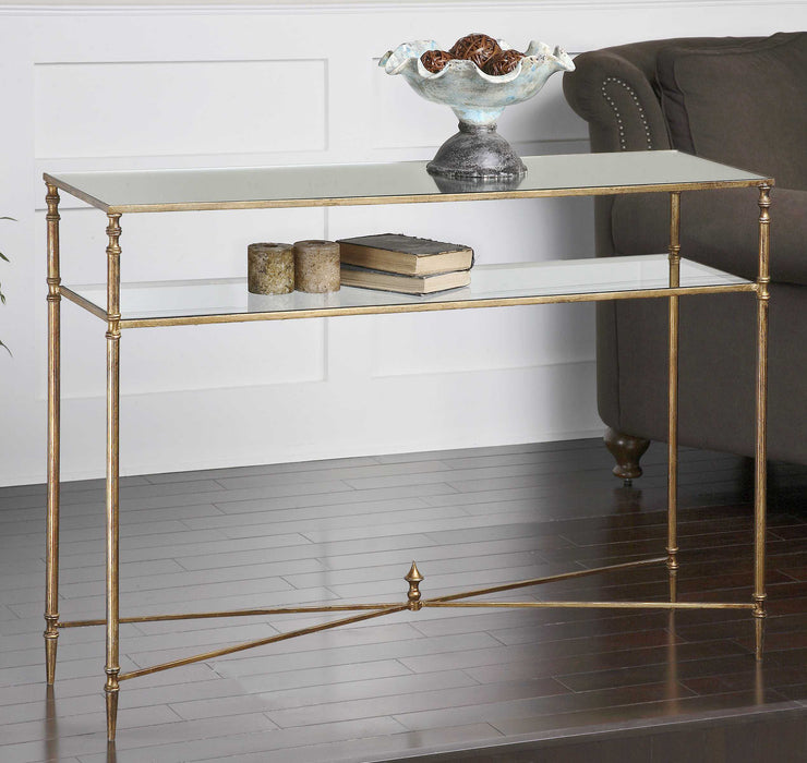 Henzler Console Table Antiqued gold leaf-Furniture-Uttermost-Lighting Design Store