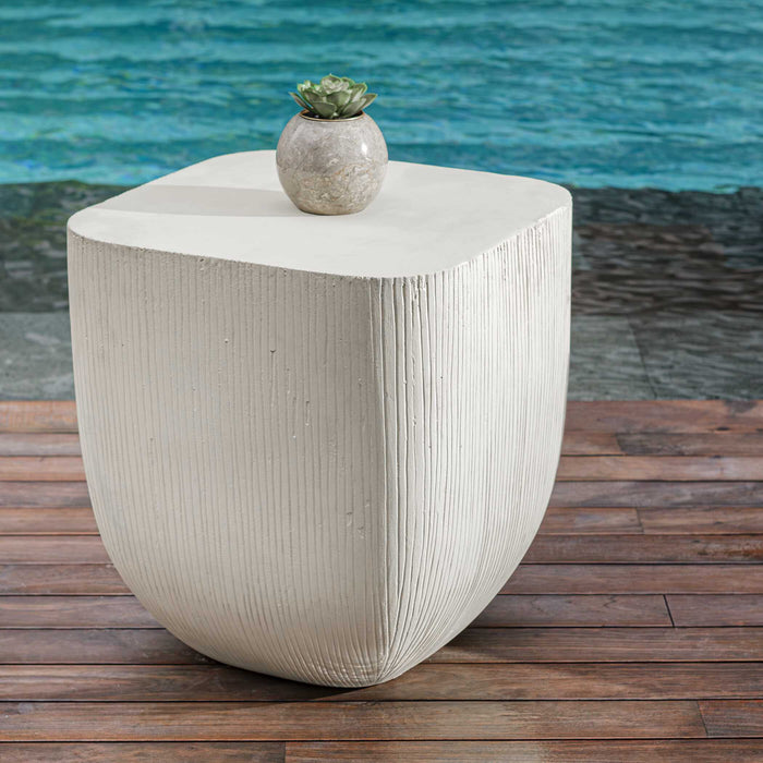 Alma Side Table Warm Limestone-Furniture-Uttermost-Lighting Design Store