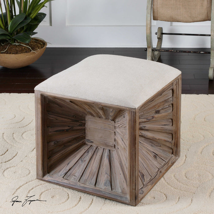 Jia Ottoman Weathered Fir Wood-Furniture-Uttermost-Lighting Design Store