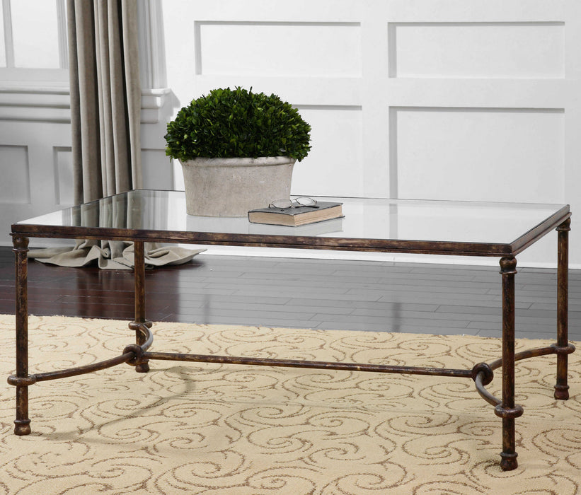 Warring Coffee Table Rustic Bronze Patina-Furniture-Uttermost-Lighting Design Store