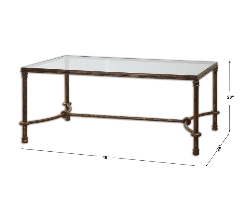 Warring Coffee Table Rustic Bronze Patina-Furniture-Uttermost-Lighting Design Store