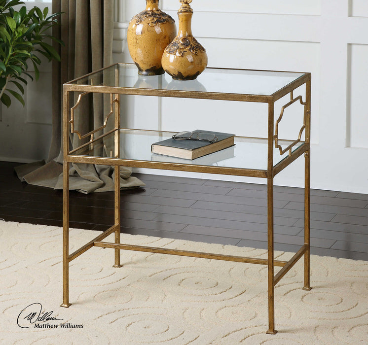 Genell Side Table Gold Leafed-Furniture-Uttermost-Lighting Design Store