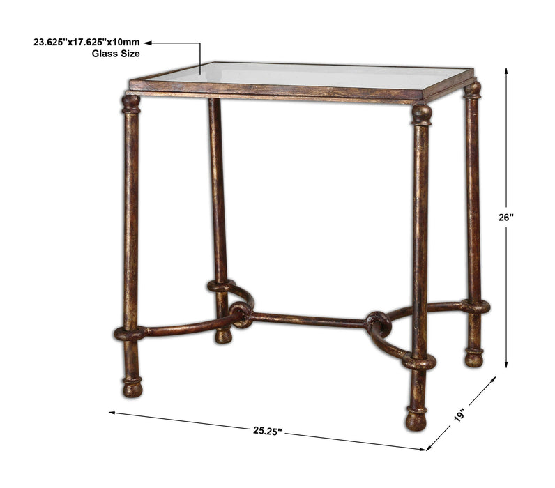 Warring End Table Rustic Bronze Patina-Furniture-Uttermost-Lighting Design Store