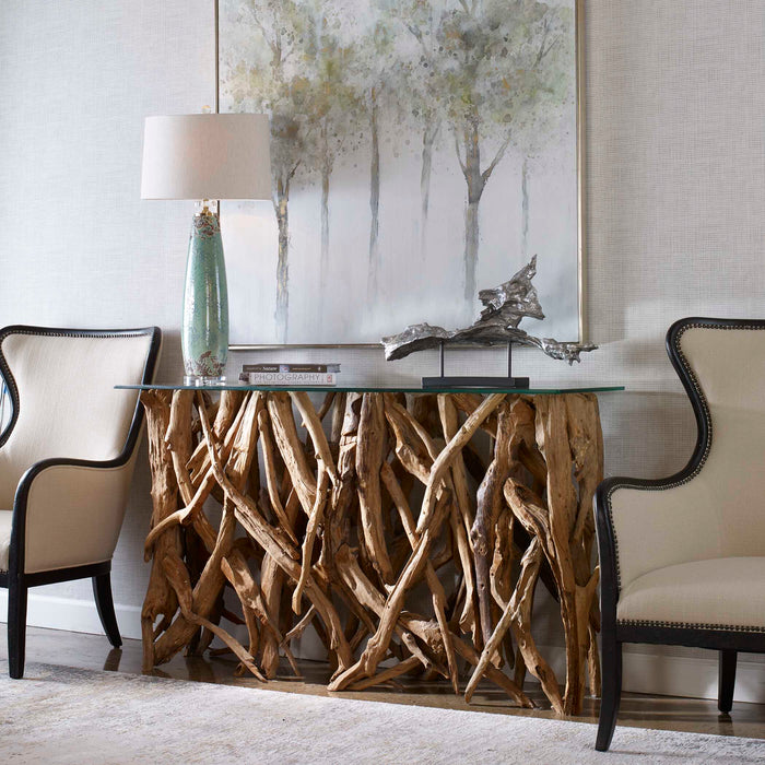 Teak Wood Console Teak Wood-Furniture-Uttermost-Lighting Design Store