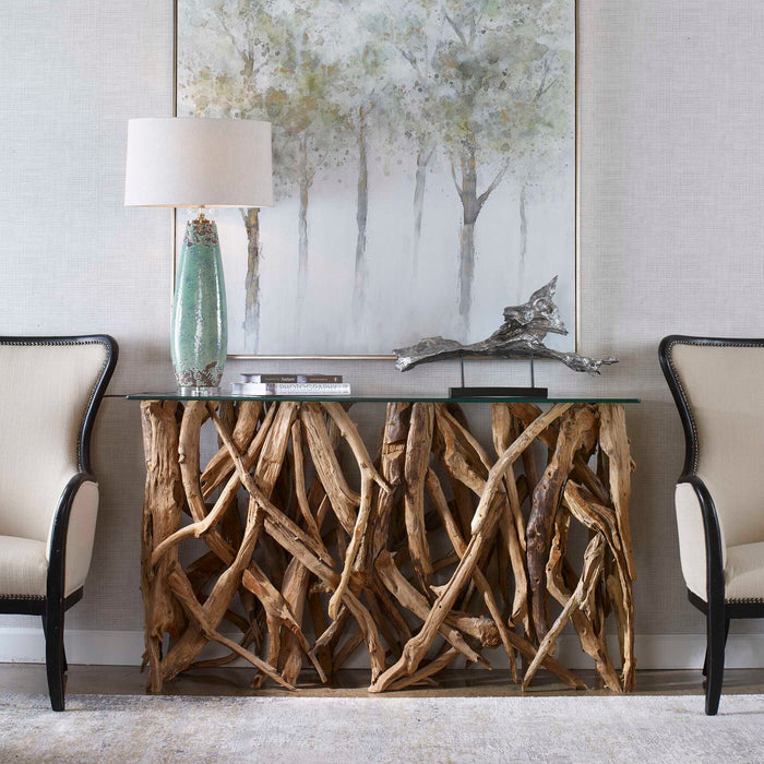 Teak Wood Console Teak Wood-Furniture-Uttermost-Lighting Design Store