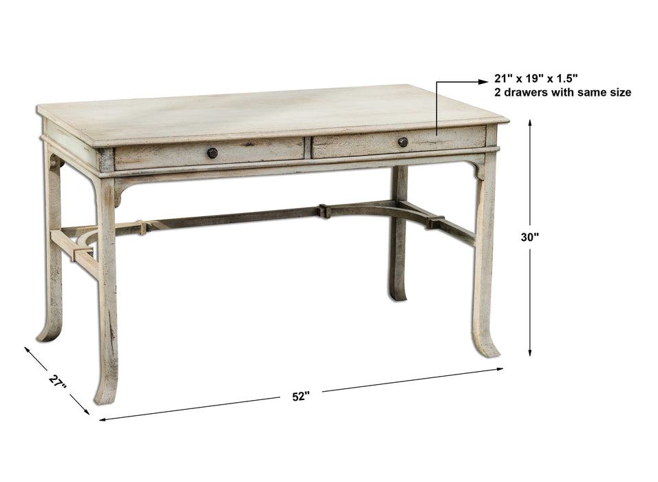 Bridgely Desk Aged White-Furniture-Uttermost-Lighting Design Store