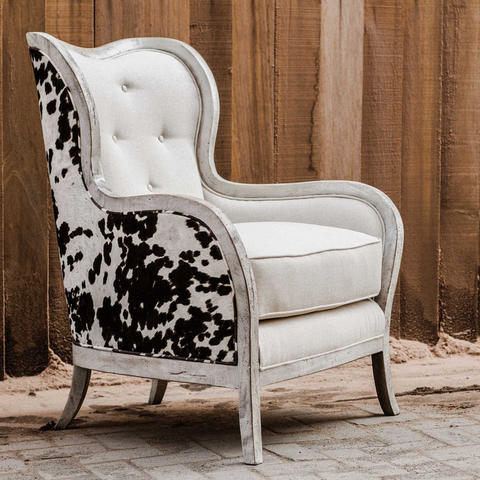 Chalina Arm Chair Aged, Bone-white-Furniture-Uttermost-Lighting Design Store