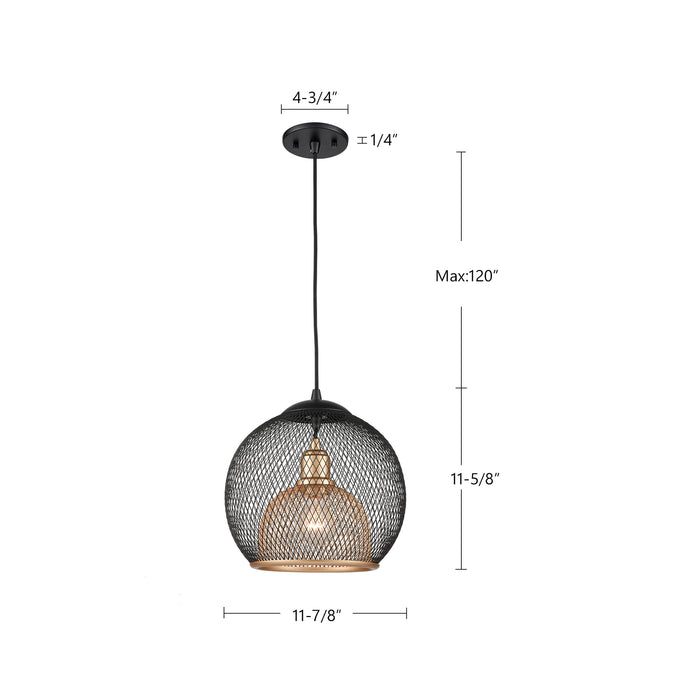 Gibraltar One Light Pendant Black/Gold-Pendants-Kuzco Lighting-Lighting Design Store