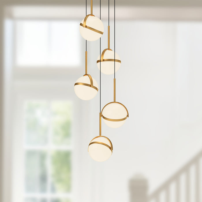 Globo LED Pendant Brushed Gold-Mini Chandeliers-Alora-Lighting Design Store