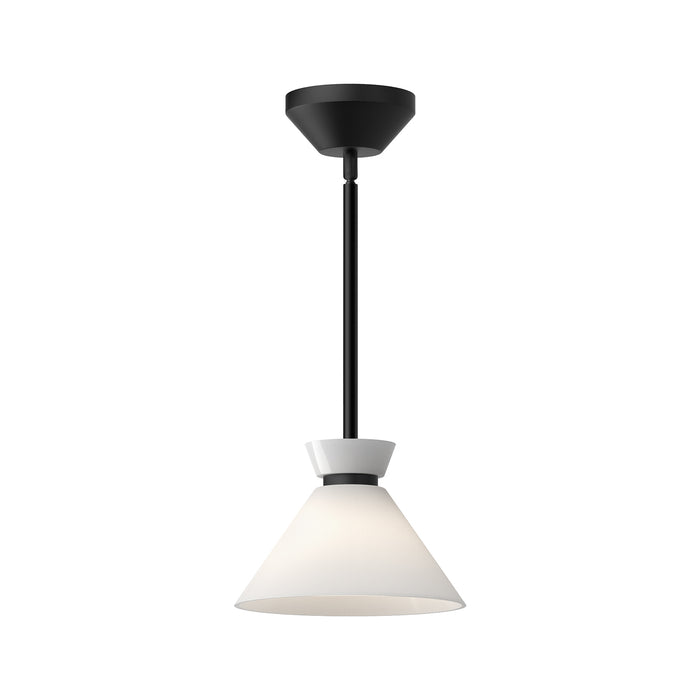 Halston One Light Pendant Glossy Opal Glass/Matte Black-Mini Pendants-Alora-Lighting Design Store