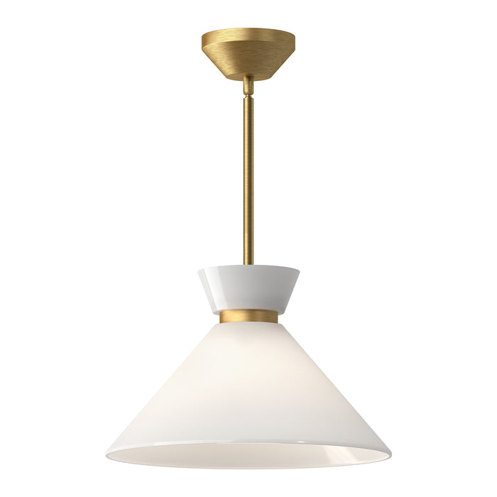 Halston One Light Pendant Brushed Gold/Glossy Opal Glass-Pendants-Alora-Lighting Design Store