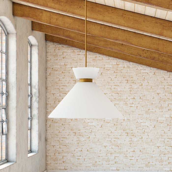 Halston One Light Pendant Brushed Gold/Glossy Opal Glass-Pendants-Alora-Lighting Design Store