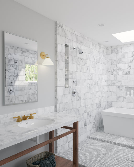 Halston One Light Vanity Brushed Gold/Glossy Opal Glass-Sconces-Alora-Lighting Design Store