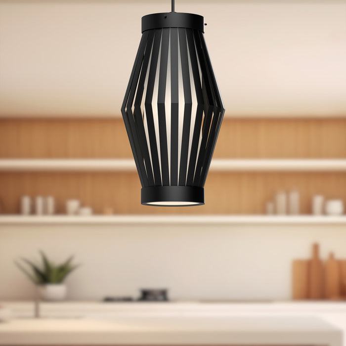 Hana One Light Pendant Matte Black/Opal Matte Glass-Mini Pendants-Alora-Lighting Design Store