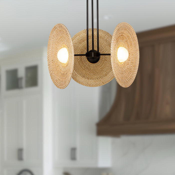 Harbour LED Pendant Urban Bronze/Woven-Mini Chandeliers-Alora-Lighting Design Store