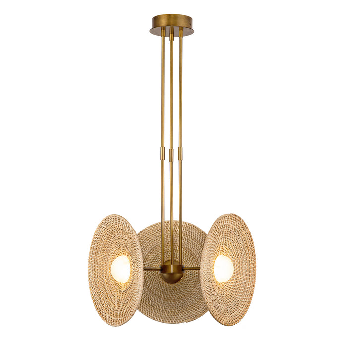 Harbour LED Pendant Vintage Brass/Woven-Mini Chandeliers-Alora-Lighting Design Store