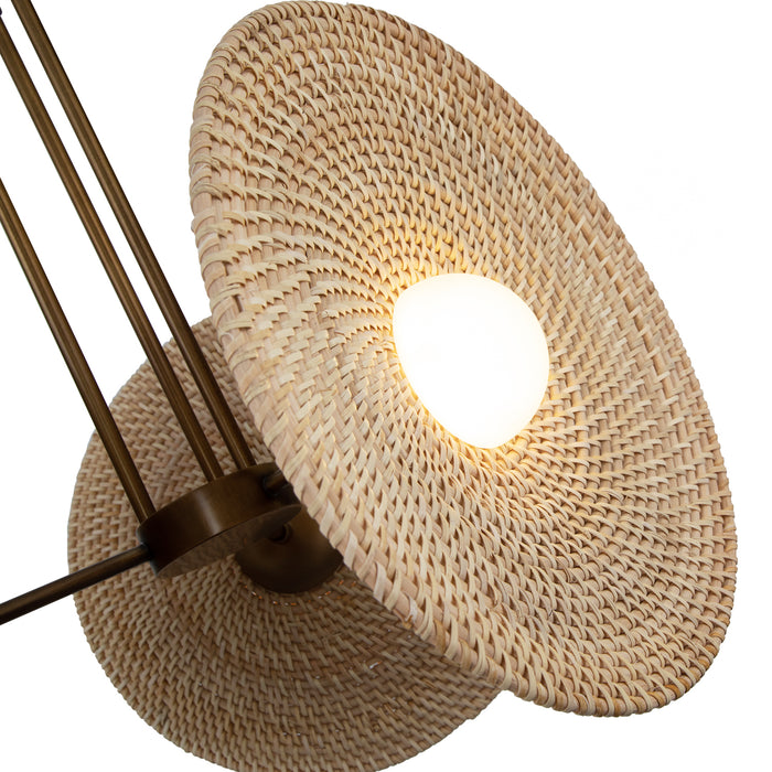 Harbour LED Pendant Vintage Brass/Woven-Mini Chandeliers-Alora-Lighting Design Store