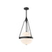 Harmony Three Light Pendant Matte Black/Glossy Opal Glass-Pendants-Alora-Lighting Design Store