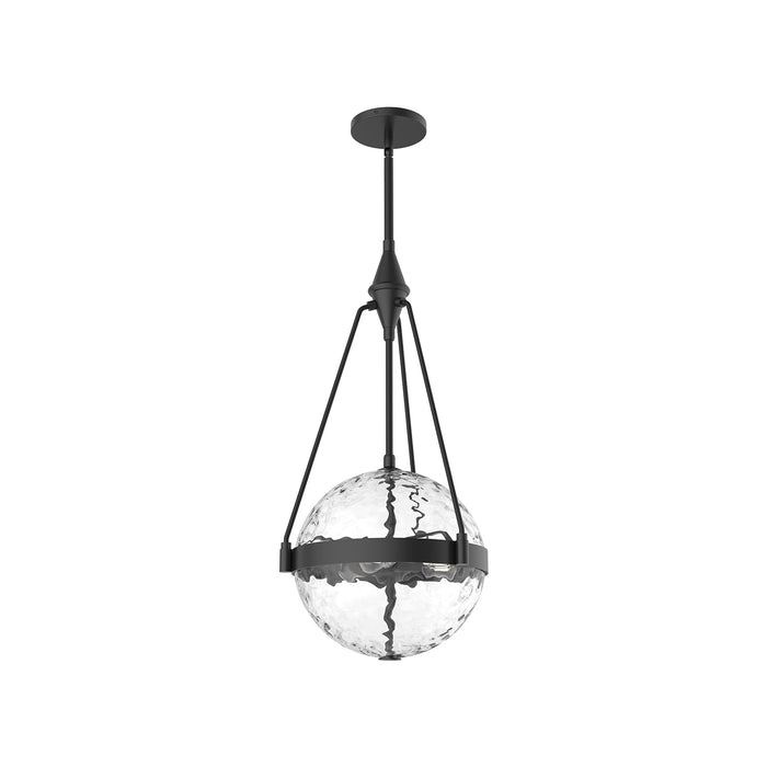 Harmony Three Light Pendant Matte Black/Clear Water Glass-Pendants-Alora-Lighting Design Store