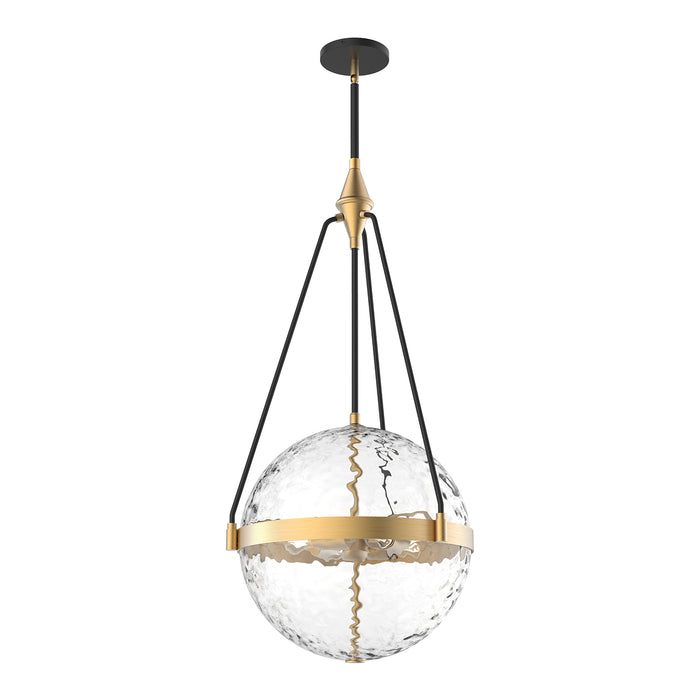 Harmony Four Light Pendant Brushed Gold/ Clear Water Glass-Pendants-Alora-Lighting Design Store