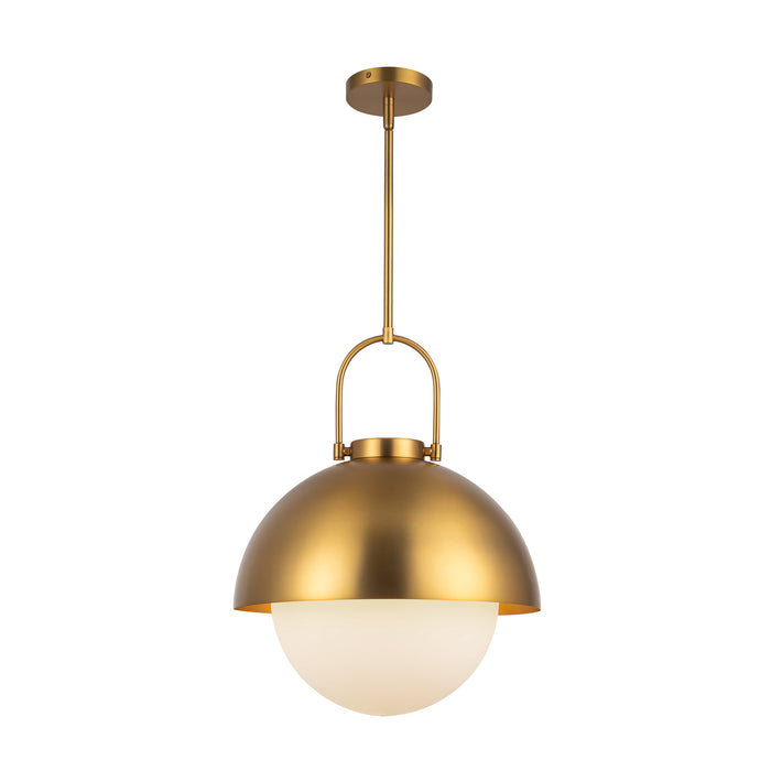 Harper One Light Pendant Aged Gold/Opal Matte Glass-Pendants-Alora-Lighting Design Store