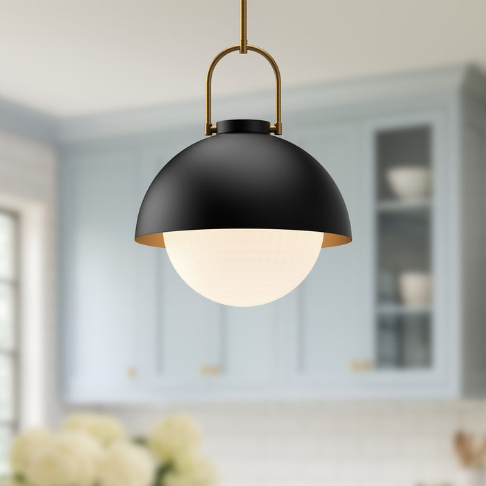 Harper One Light Pendant Matte Black/Opal Matte Glass-Pendants-Alora-Lighting Design Store